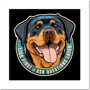 Lick First! Rottweiler Dog Design Posters and Art